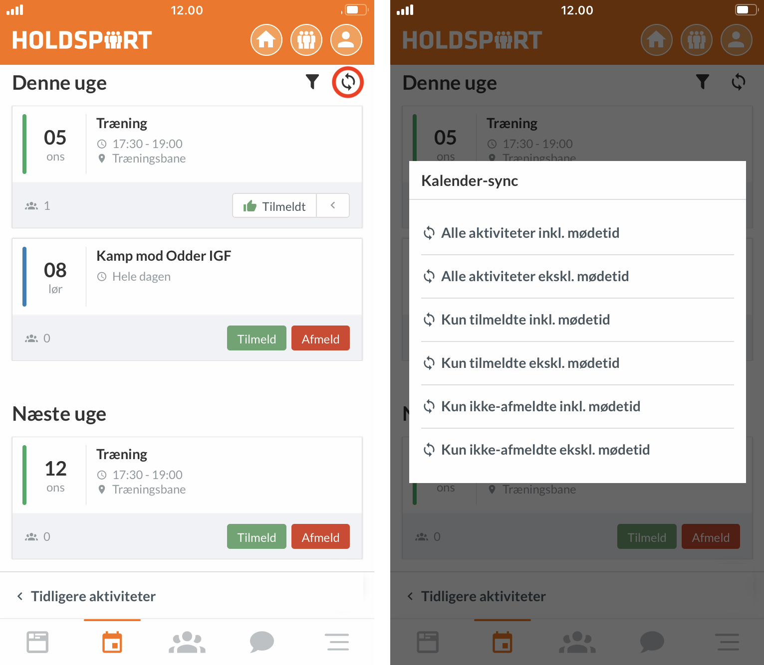 Holdsport - Synkronisering af kalender til iPhone og Android