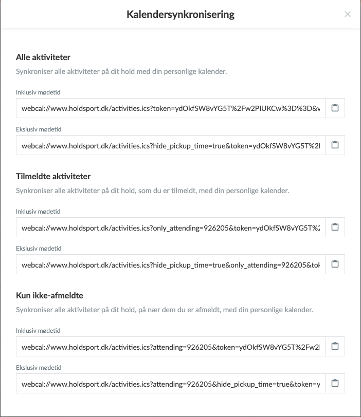 Holdsport - Synkronisering af kalender til iPhone og Android